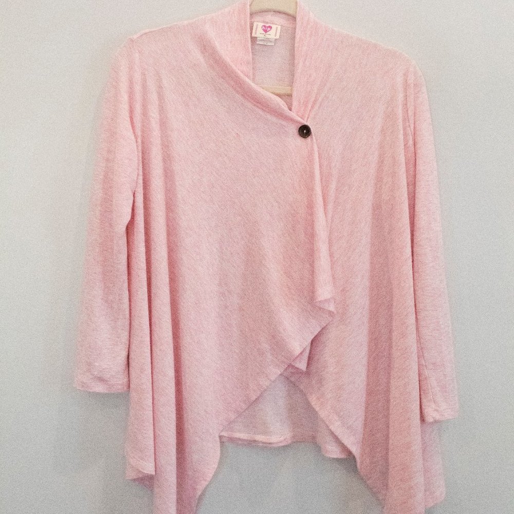 Girls Heathered Pink Wrap Sweater